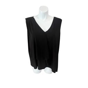 Sweet Clarity 3X Stretch Sleeveless Black Asymmetrical Ruffle Blouse